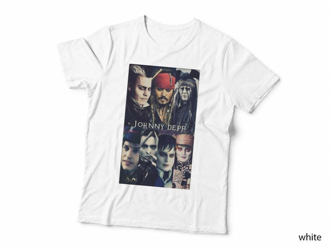 Johnny Depp Character Collage T-Shirt, Movie Fan Art, Niche Mixed Iffy