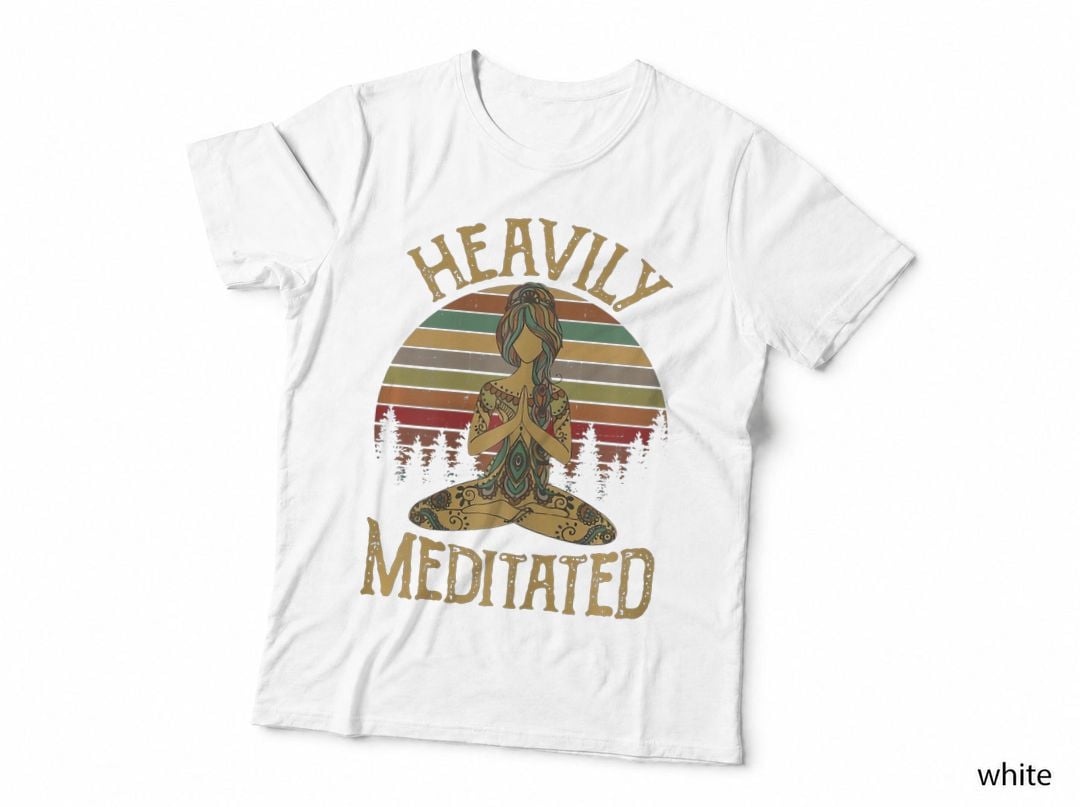 Heavily Meditated Yoga Meditation T-Shirt, Retro Vintage Style