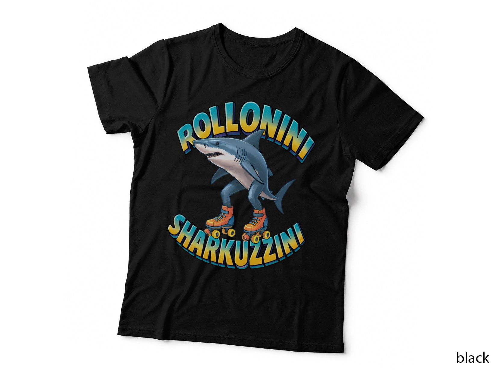 Rollolini Sharkuzzini Italian Brainrot T-Shirt, Roller Skate Shark Meme Gifts