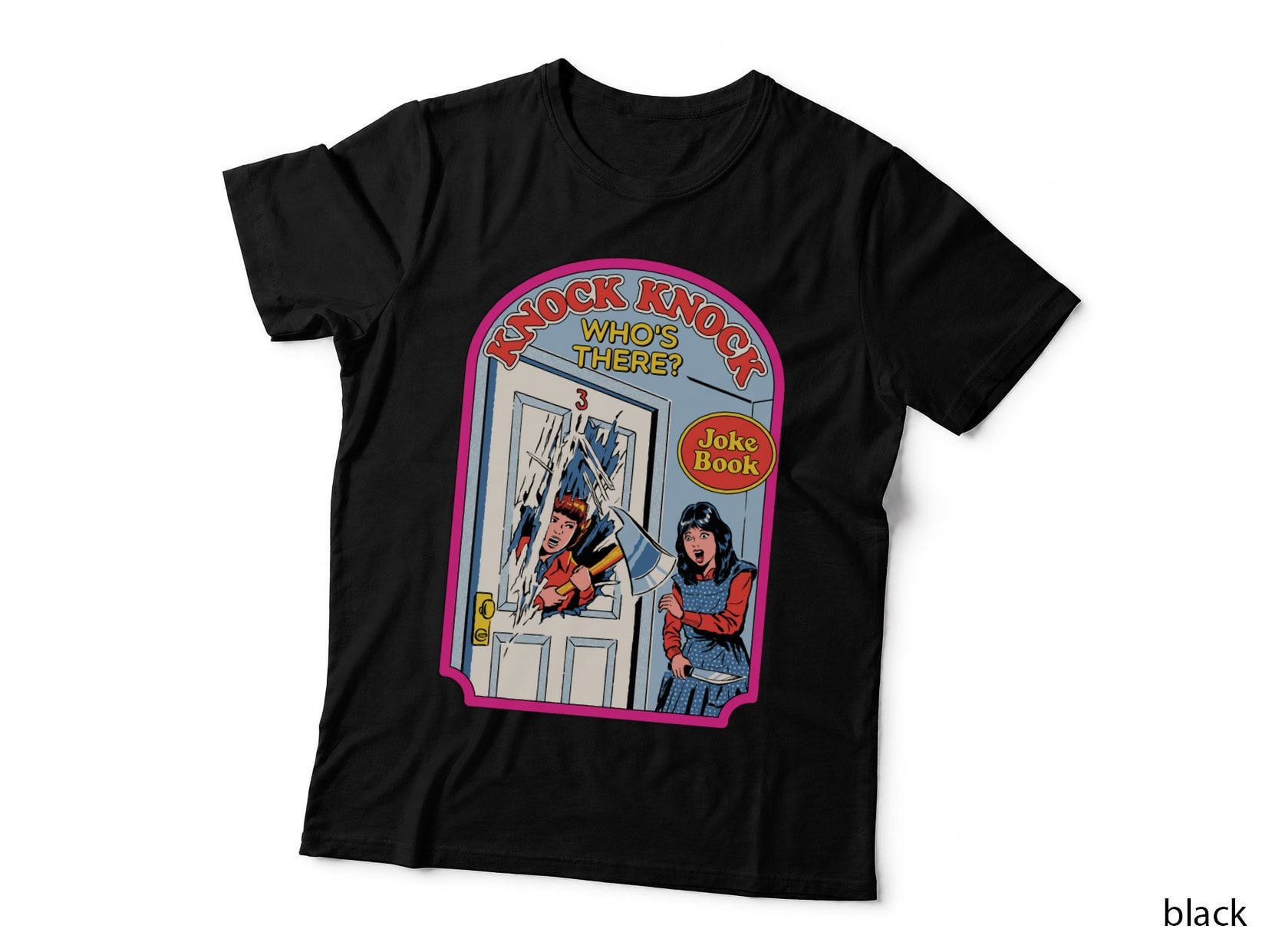 Knock Knock Who's There T-Shirt, Retro Joke Book Humor, Funny Sarcasm Art