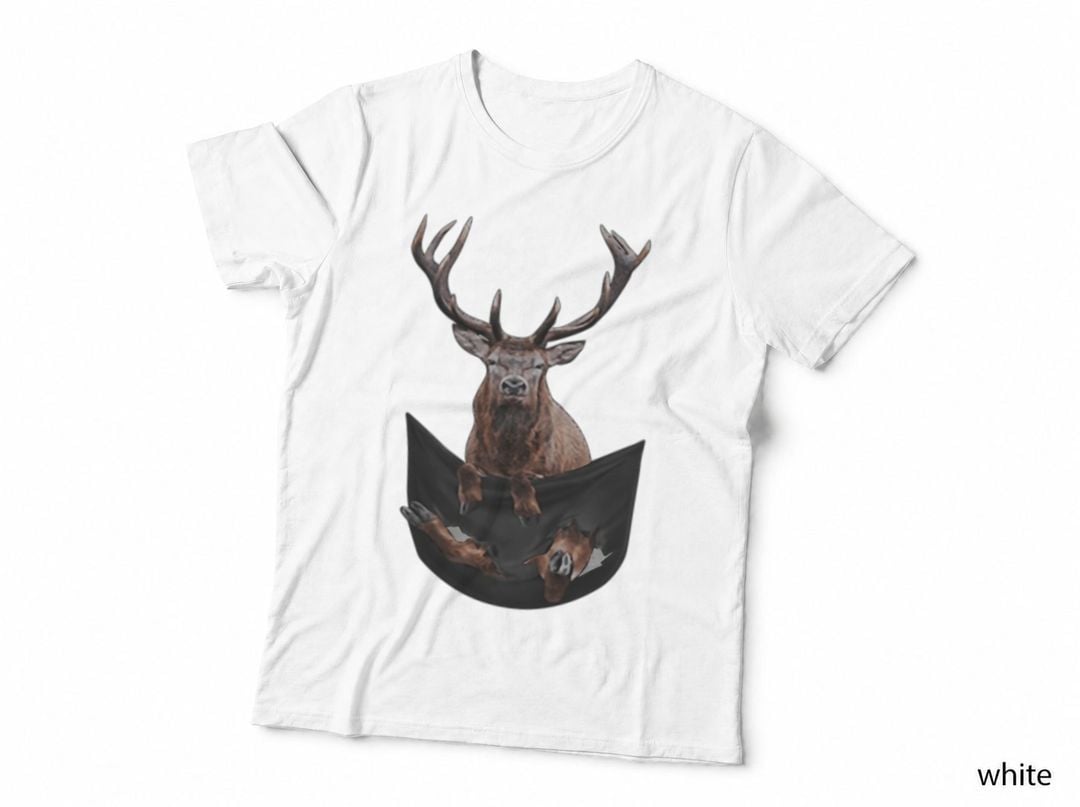 Pocket Elk Moose Deer Hunter Hunting Funny Shirt, Neutral Palette, Gift T-Shirt