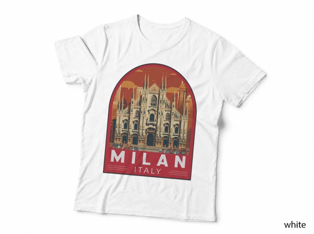 Milan Italy Travel Art Emblem Vintage T-Shirt