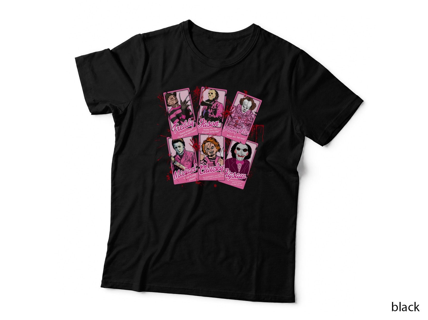 Horror Movie Villains Trading Cards T-Shirt, Halloween Costume Apparel