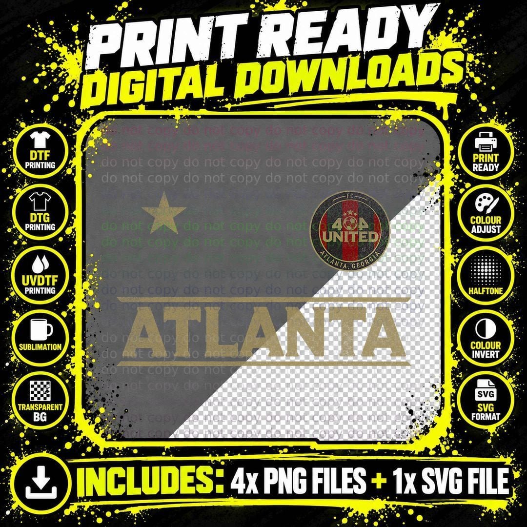 404 United Atlanta Soccer Jersey Original Design Png SVG Digital Bundle