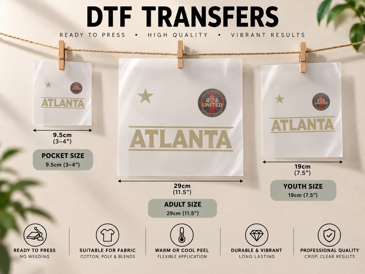 404 United Atlanta Soccer Jersey Original Design Distressed DTF Transfer Iron On