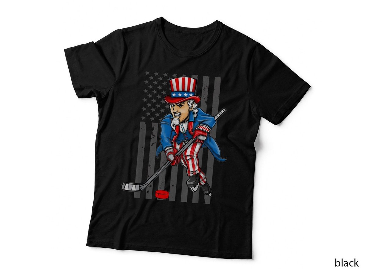 4th of July Uncle Sam Ice Hockey Boys American Flag Kids T-Shirt