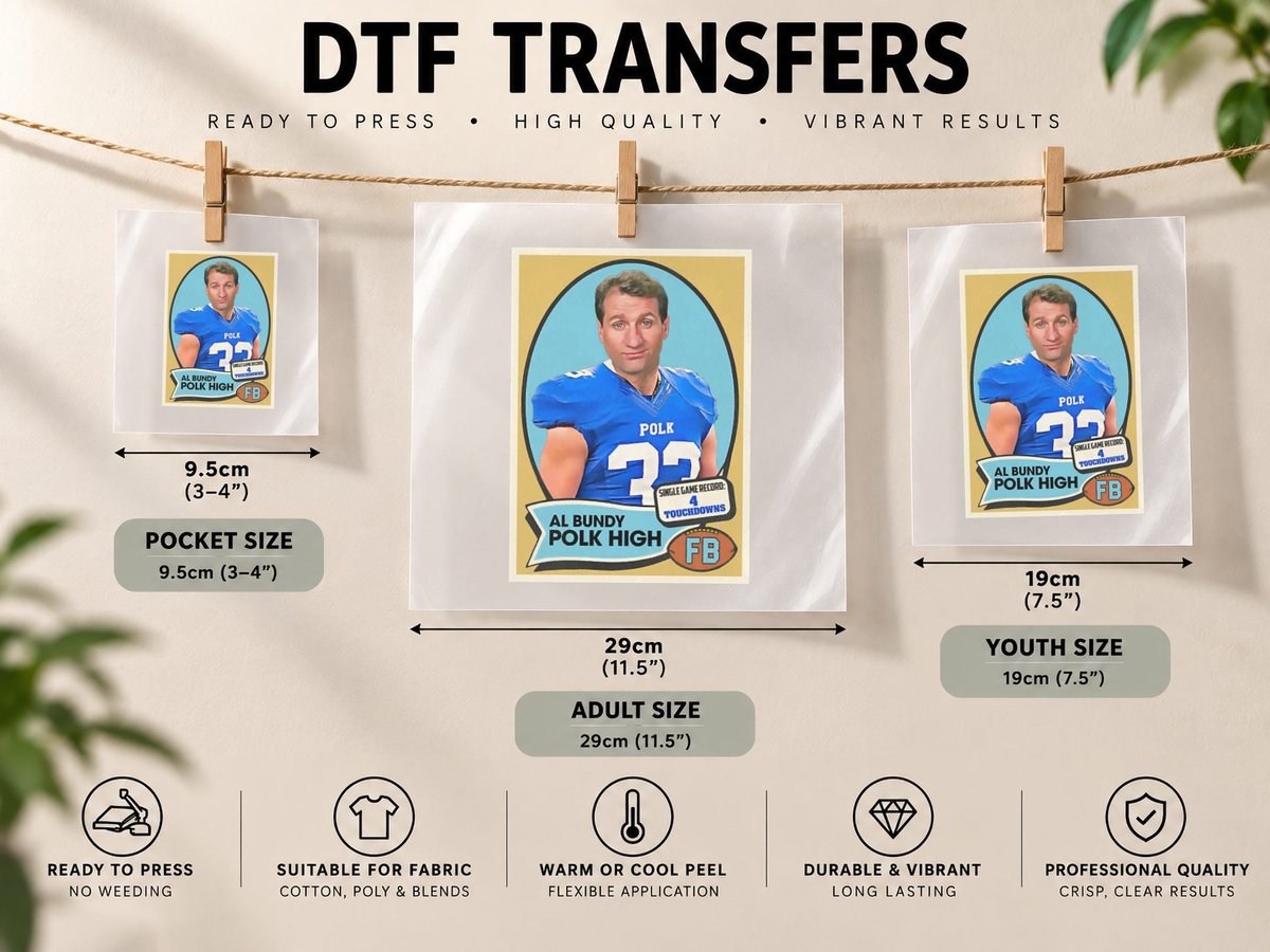 Al Bundy Polk High Football Card DTF Transfer Iron On