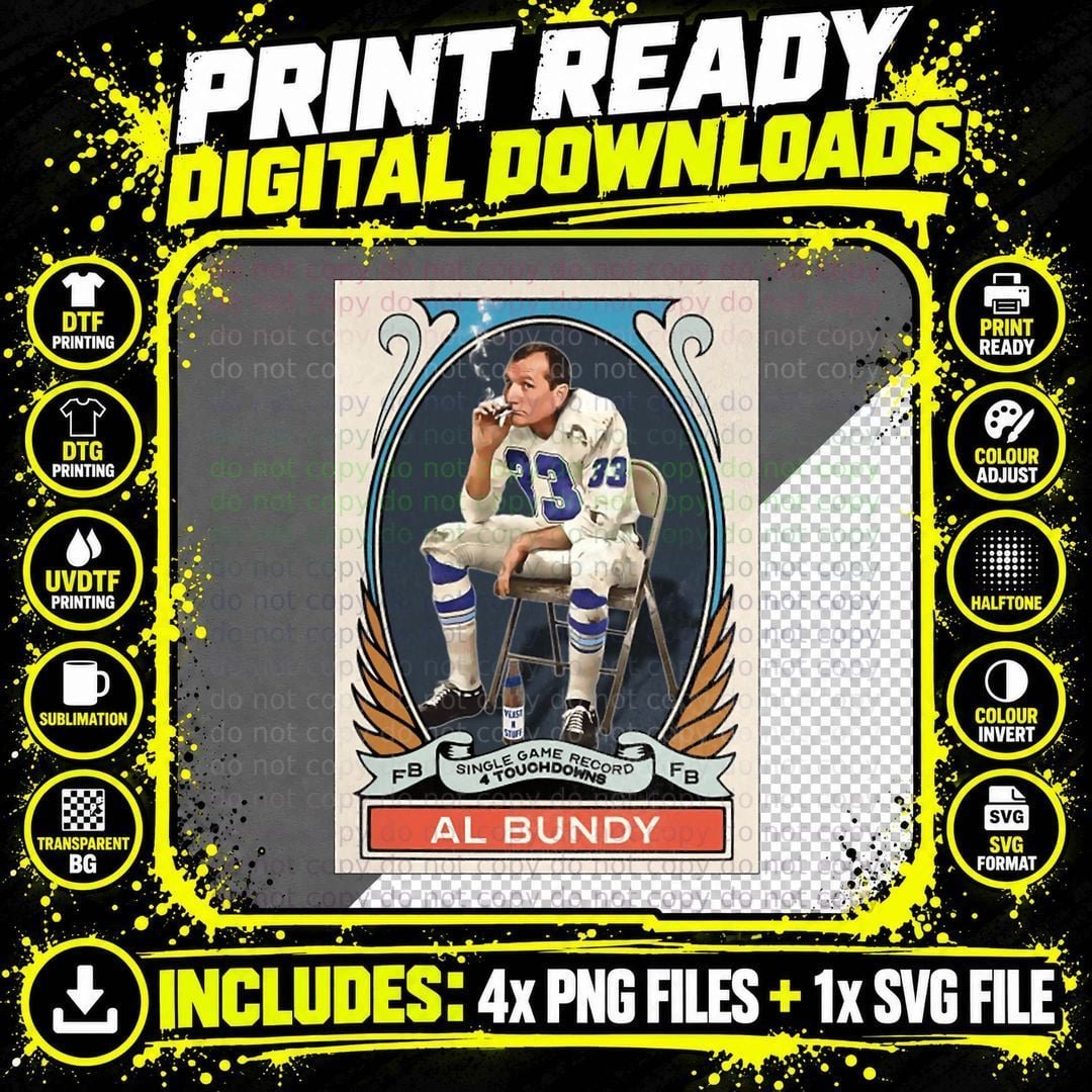 Al Bundy Polk High Football Trading Card T-Shirt Png SVG Digital Bundle