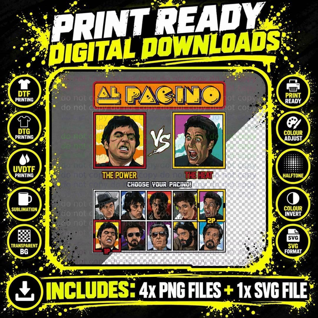 Al Pacino Fighter T-Shirt T-Shirt Png SVG Digital Bundle