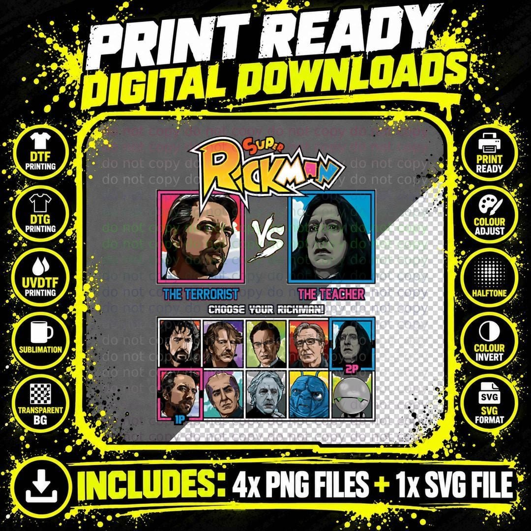 Alan Rickman Fighter T-Shirt Png SVG Digital Bundle
