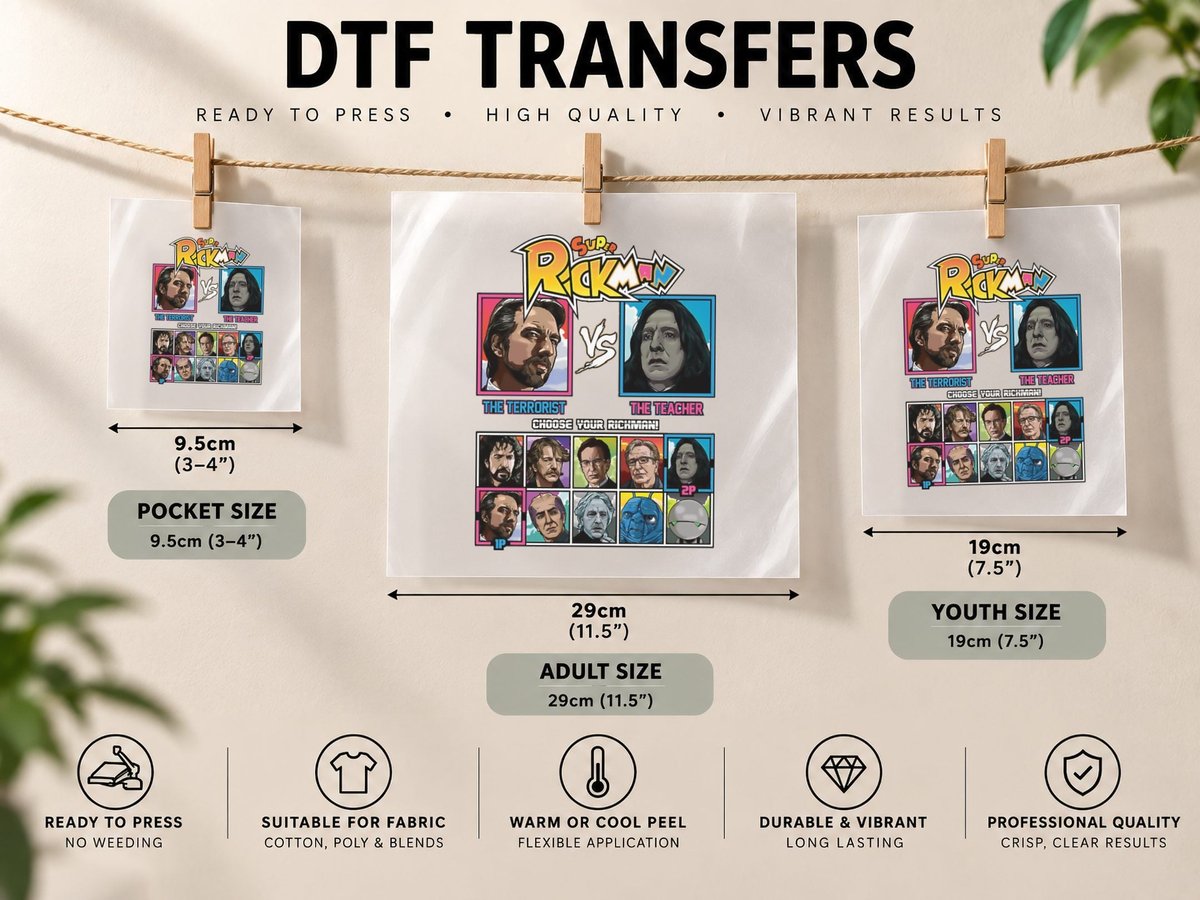 Alan Rickman Fighter DTF Transfer Iron On