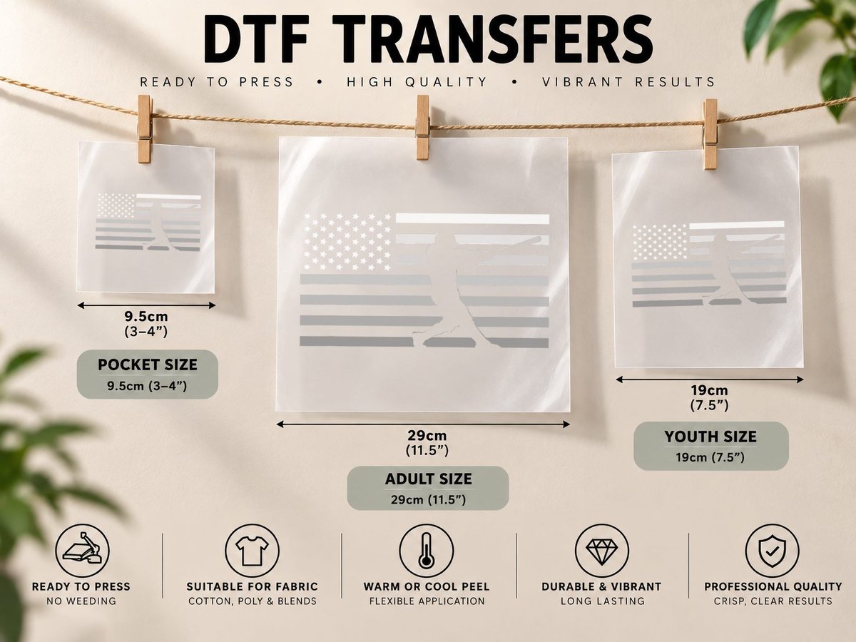 American Flag Baseball Clothing - Baseball DTF Transfer Iron On