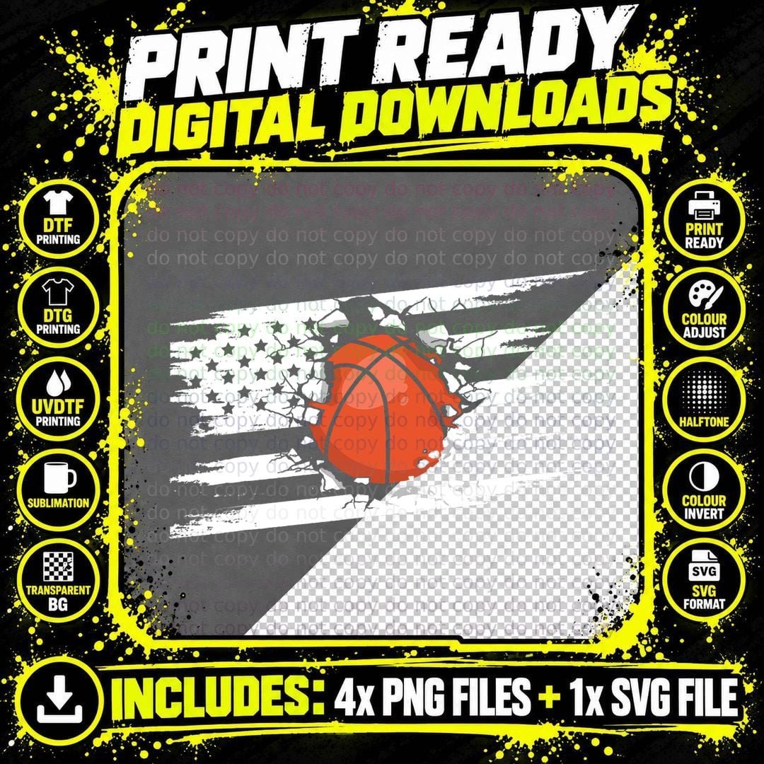 American Flag Basketball Apparel - Basketball T-Shirt Png SVG Digital Bundle