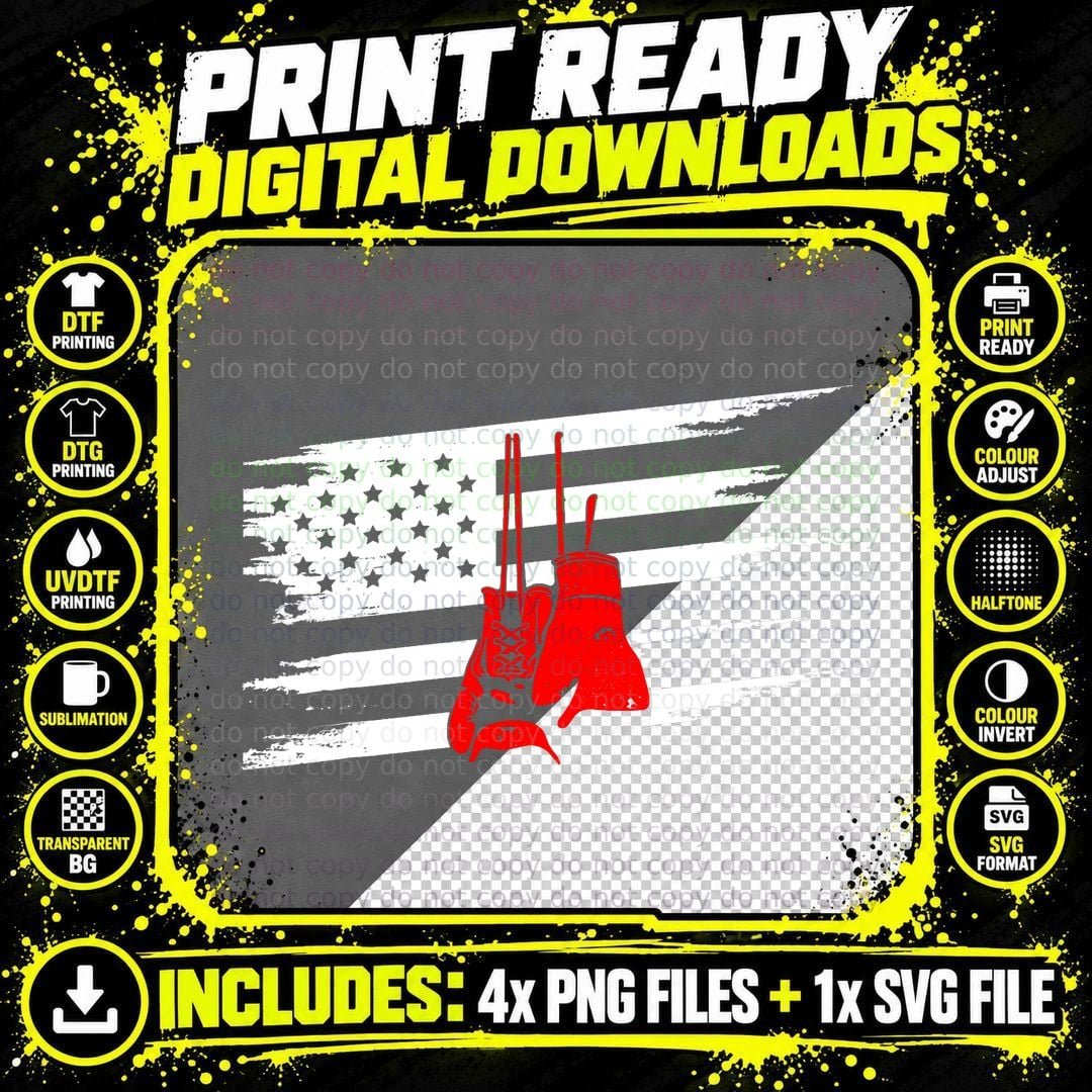 American Flag Boxing Apparel - Boxing T-Shirt Png SVG Digital Bundle