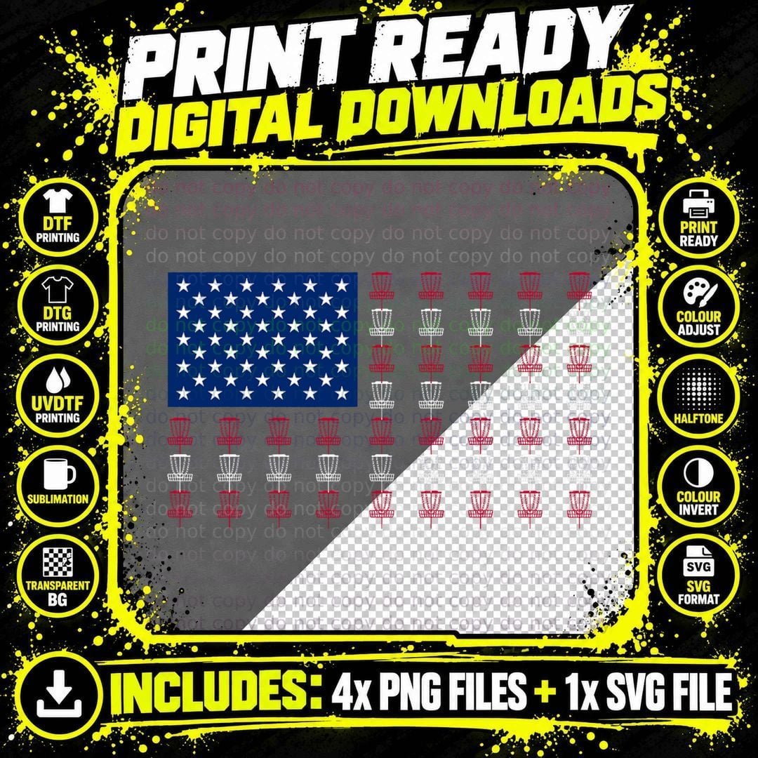 American Flag Disc Golf Player Men Women Fourth of July Png SVG Digital Bundle