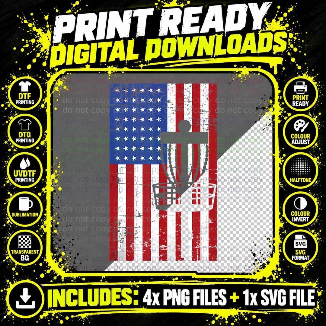 American Flag Disc Golf Tank Top Png SVG Digital Bundle
