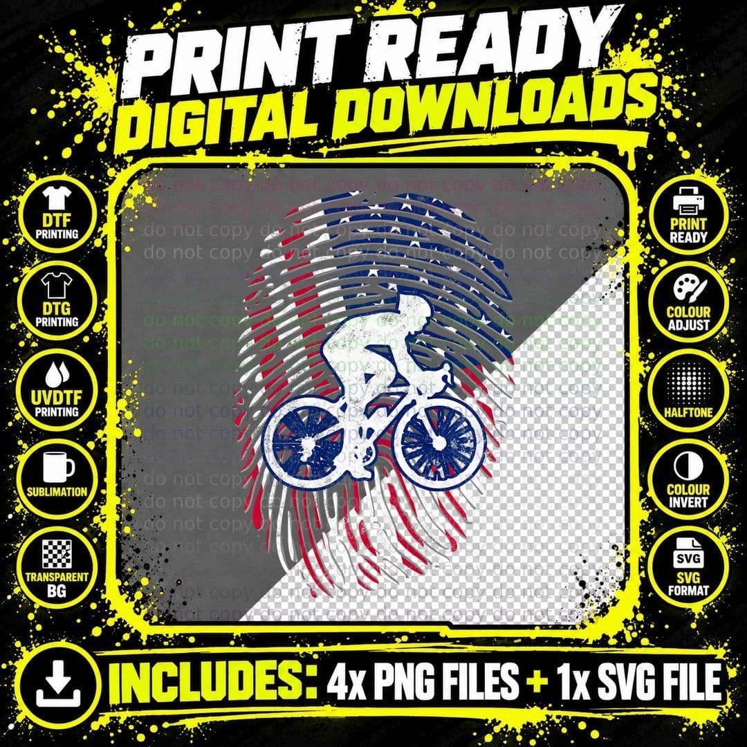 American Flag Fingerprint Patriotic Sports Women's Png SVG Digital Bundle
