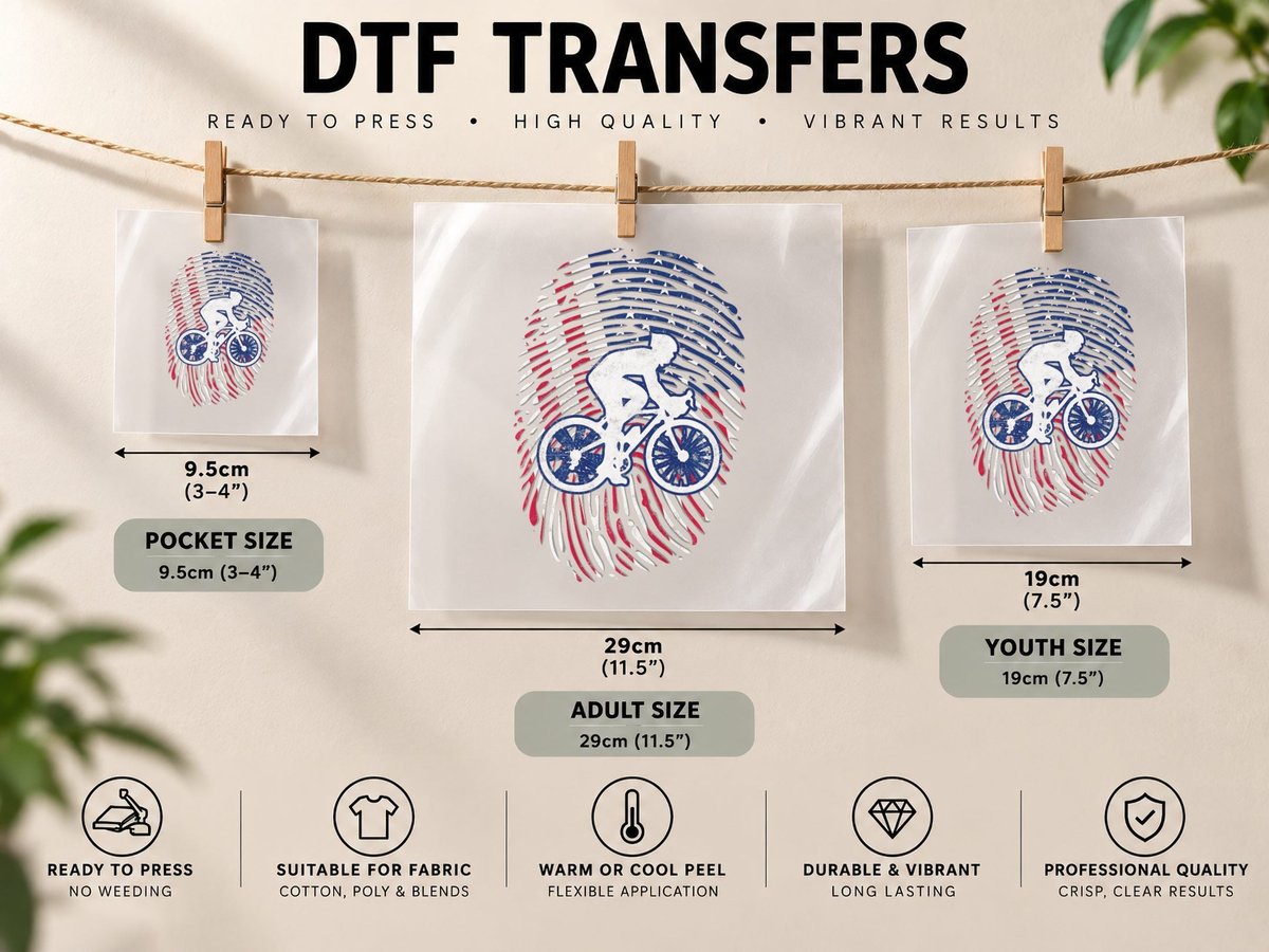 American Flag Fingerprint Patriotic Sports Women's Cycling DTF Transfer Iron On