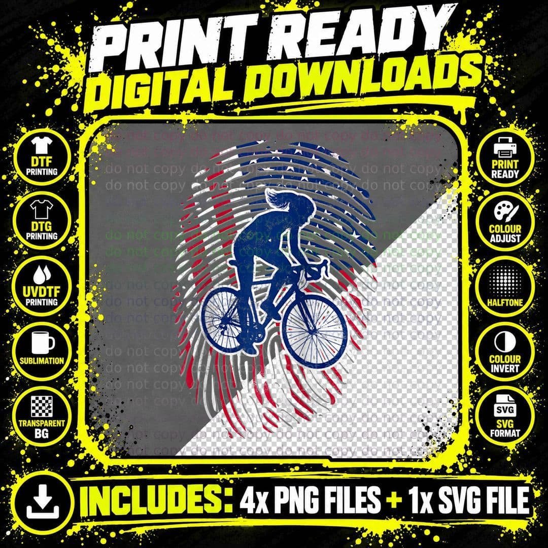 American Flag Fingerprint Patriotic Sports Women's Png SVG Digital Bundle