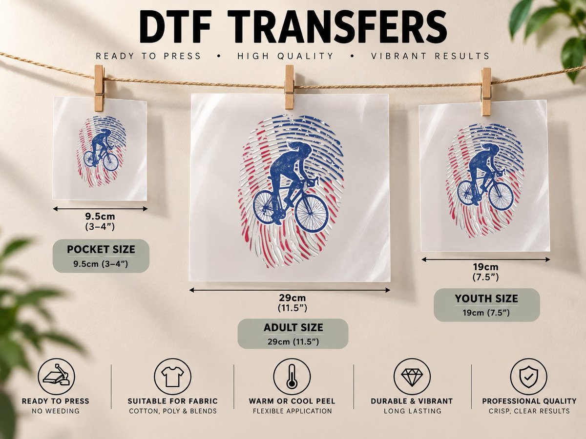American Flag Fingerprint Patriotic Sports Women's Cycling DTF Transfer Iron On
