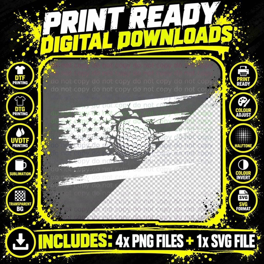 American Flag Golf Apparel - Golf T-Shirt Png SVG Digital Bundle