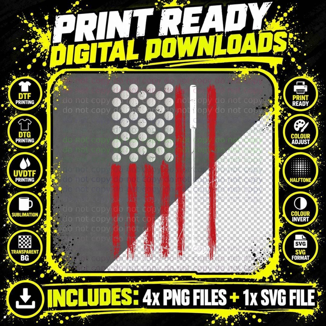 American Flag Golfing Golf T-Shirt Png SVG Digital Bundle