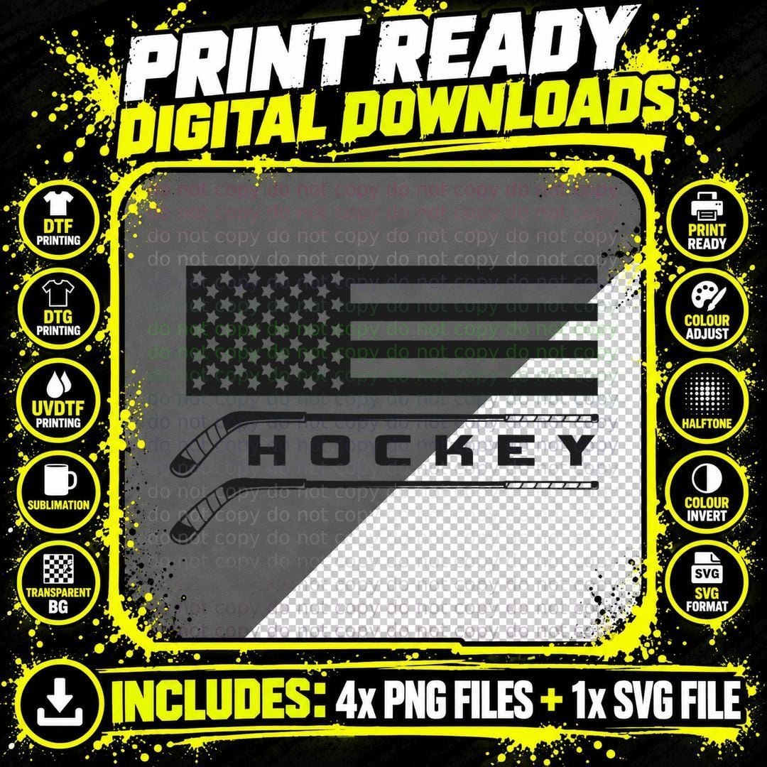 American Flag Hockey Apparel - Hockey T-Shirt Png SVG Digital Bundle