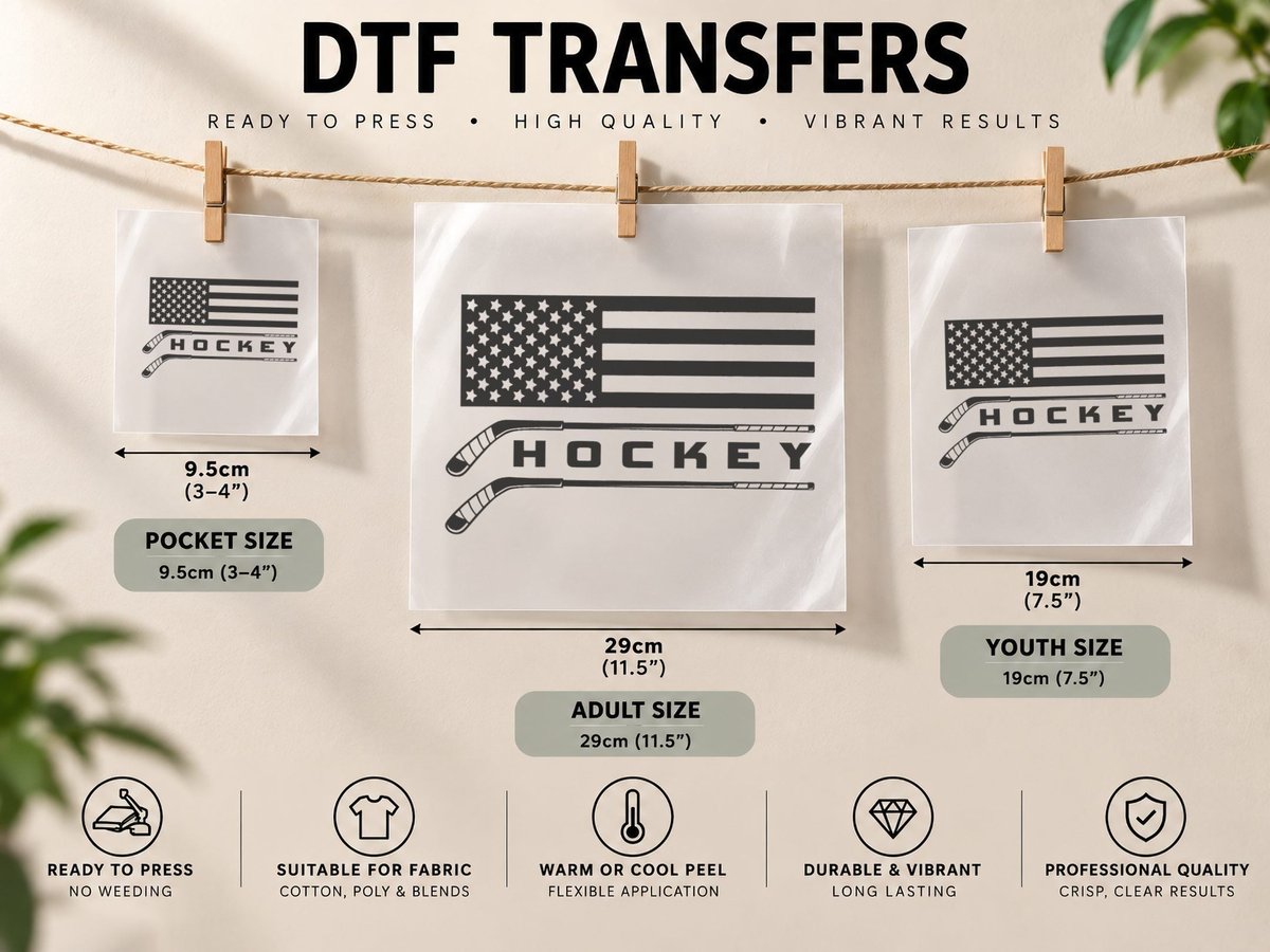 American Flag Hockey - Hockey DTF Transfer Iron On