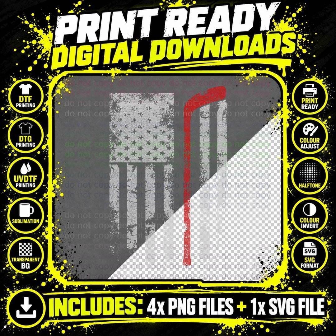 American Flag Hockey Team Gift Hockey Dad Mom T-Shirt Png SVG Digital Bundle