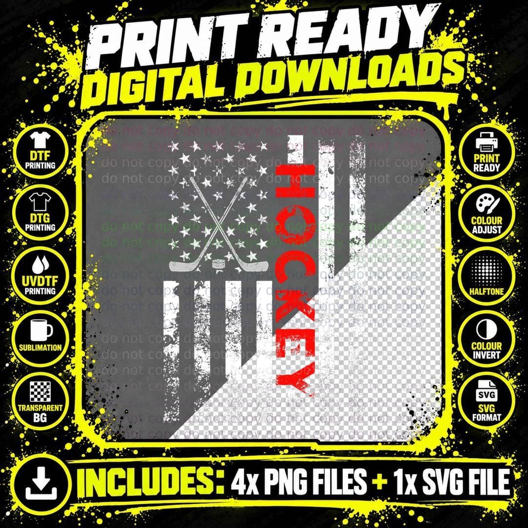 American Flag Hockey USA Patriotic Gift T-Shirt T-Shirt Png SVG Digital Bundle