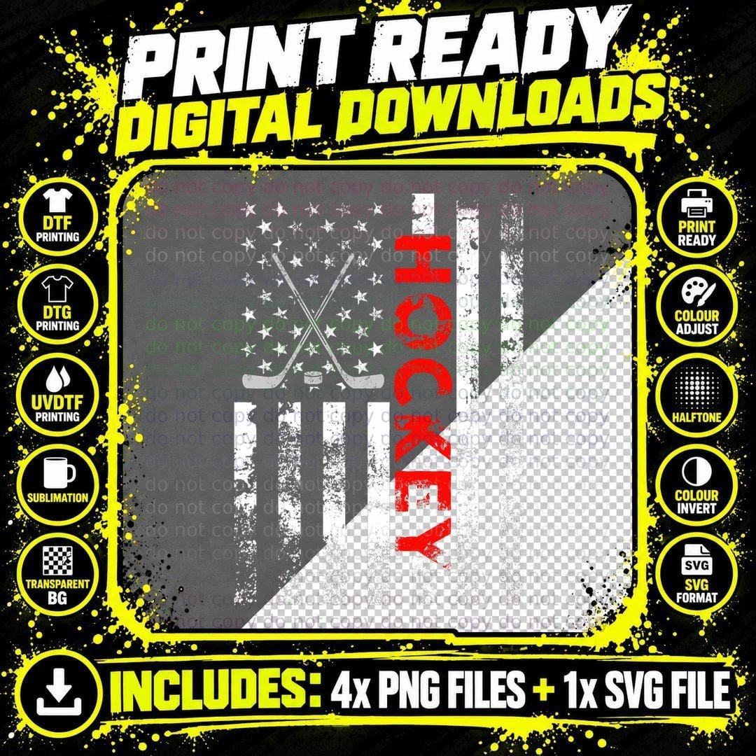 American Flag Hockey Usa Patriotic Png SVG Digital Bundle