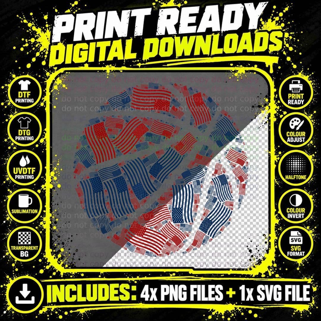 American Flag USA Patriotic Basketball Ball - 4th of Png SVG Digital Bundle