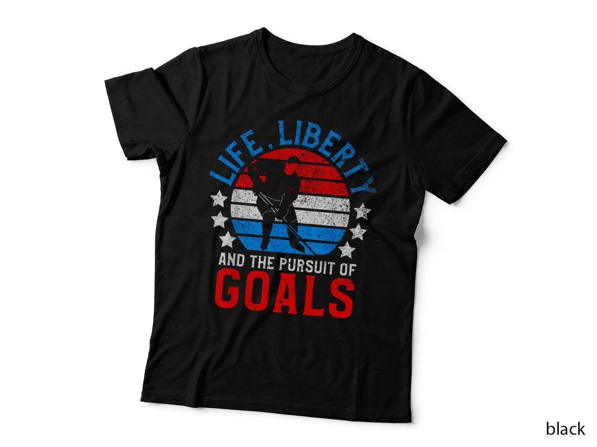 American Ice Hockey Fan Funny July 4th Hockey Player Gift T-Shirt