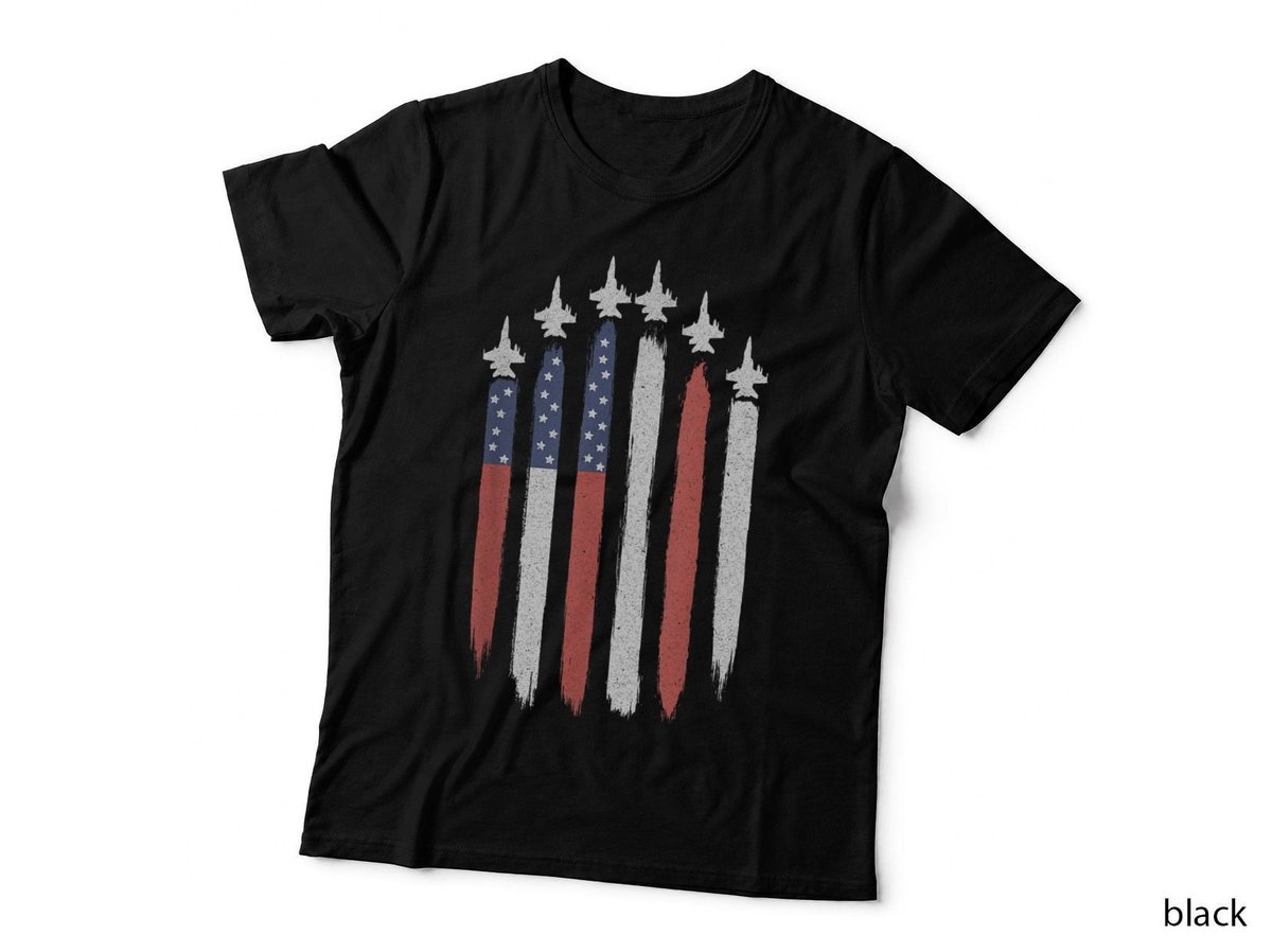 American Patriotic Flag with Fighter Jet for 4th of July T-Shirt