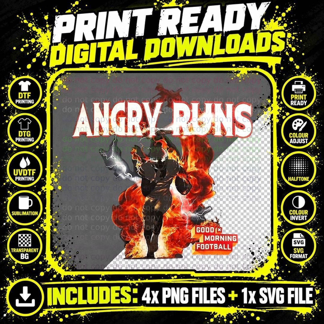 Angry Run Good Morning Football T-Shirt Png SVG Digital Bundle