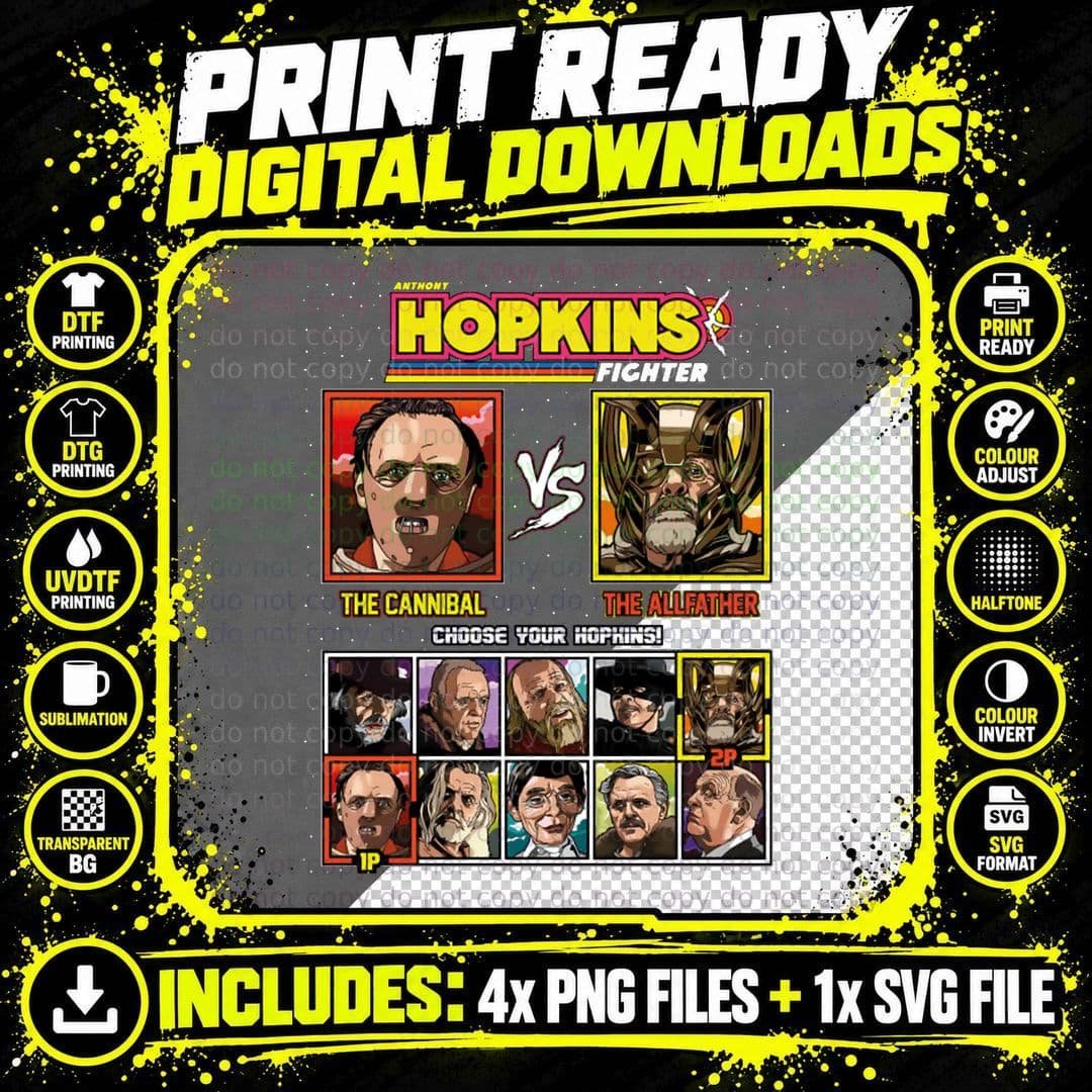 Anthony Hopkins Fighter T-Shirt Png SVG Digital Bundle