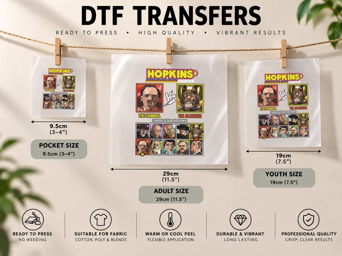 Anthony Hopkins Fighter DTF Transfer Iron On