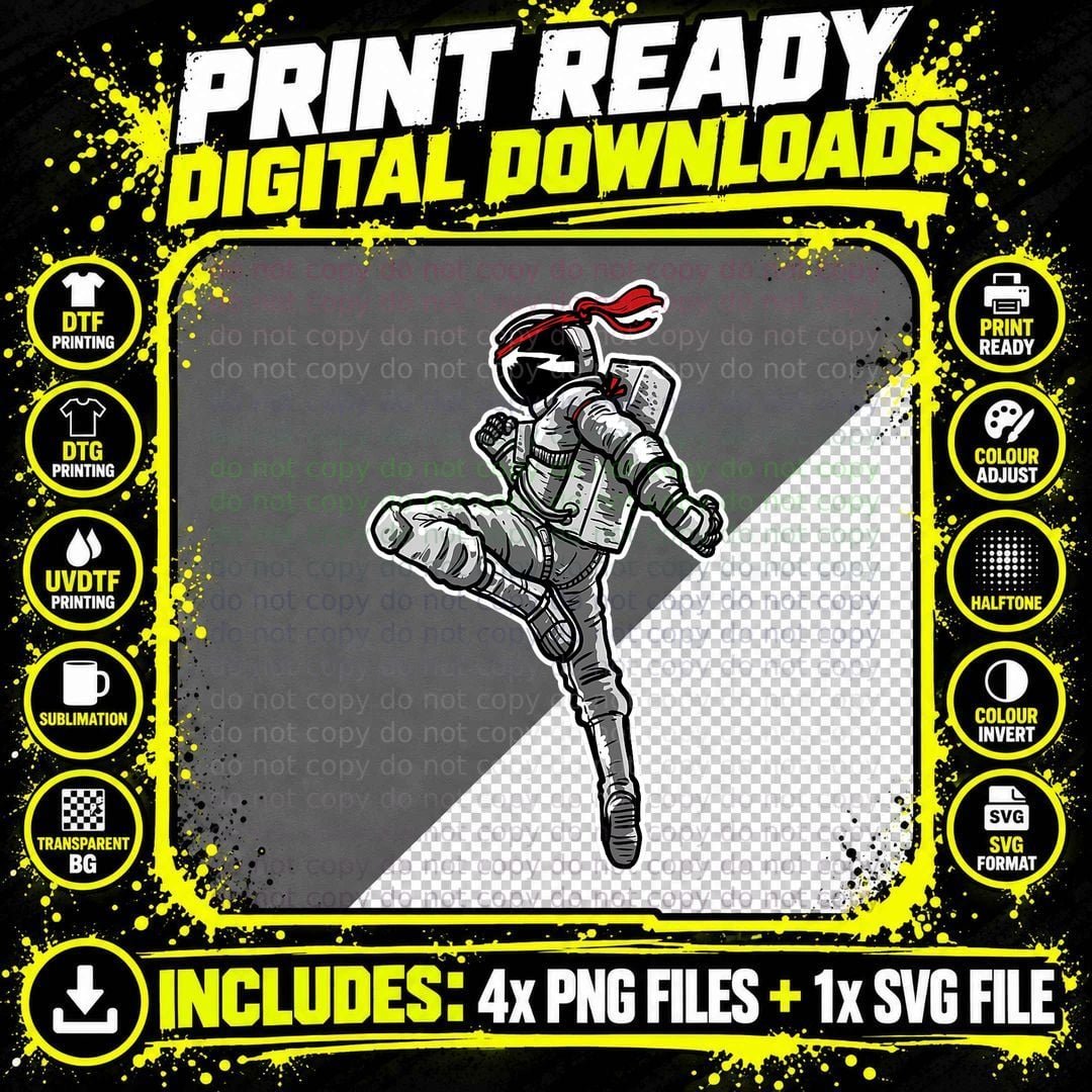 Astronaut Muay Thai Boxing Karate Kickboxing T-Shirt Png SVG Digital Bundle