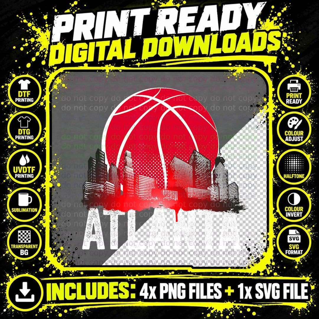 Atlanta Basketball Shirt B-Ball City Georgia Fan Pride Png SVG Digital Bundle