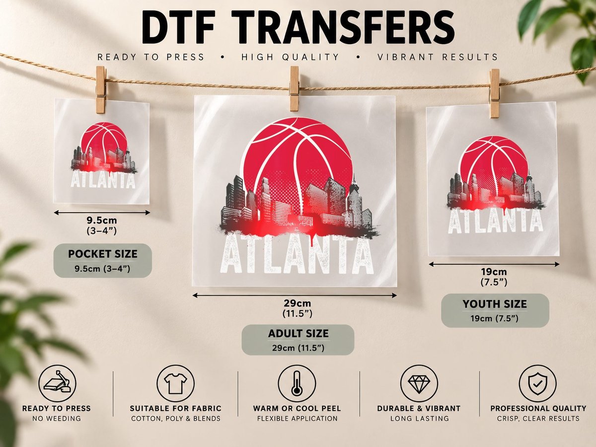Atlanta Basketball B-Ball City Georgia Fan Pride DTF Transfer Iron On