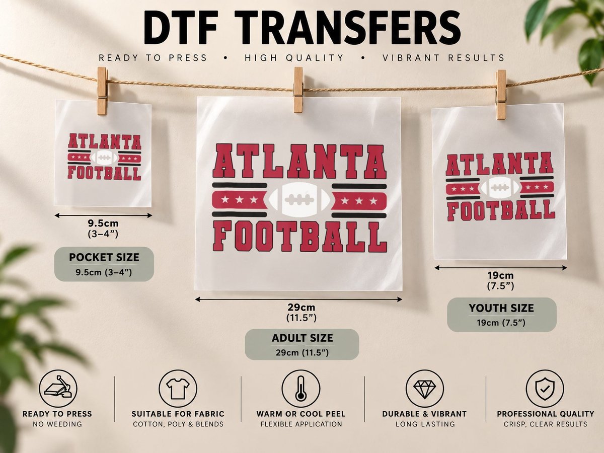 Atlanta Football Hometown Pride Sunday Fandom Gear DTF Transfer Iron On