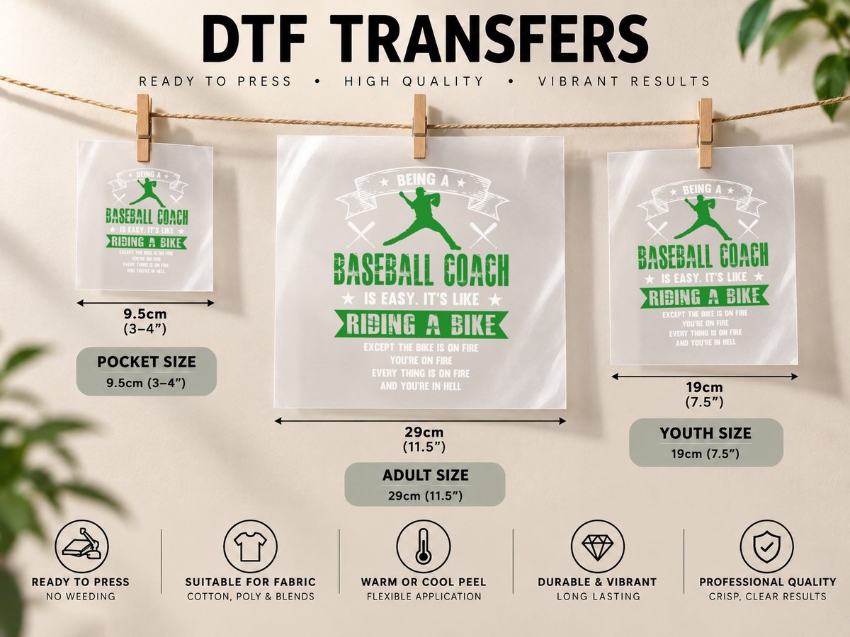 Baseball Coach, Baseball Lover, Classic Sports, Coach Life DTF Transfer Iron On