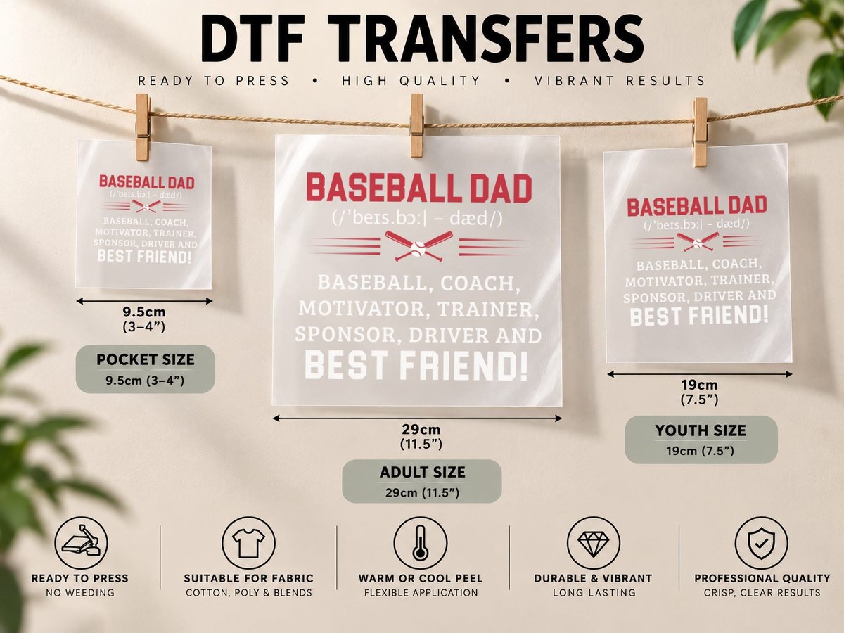 Baseball Dad Best Friend, Slugger Mood, Game Day DTF Transfer Iron On