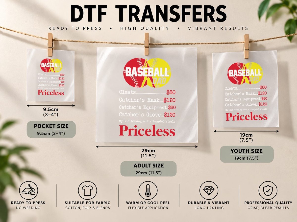 Baseball Dad, Classic Sports, Pitcher Catcher, Coach Life DTF Transfer Iron On