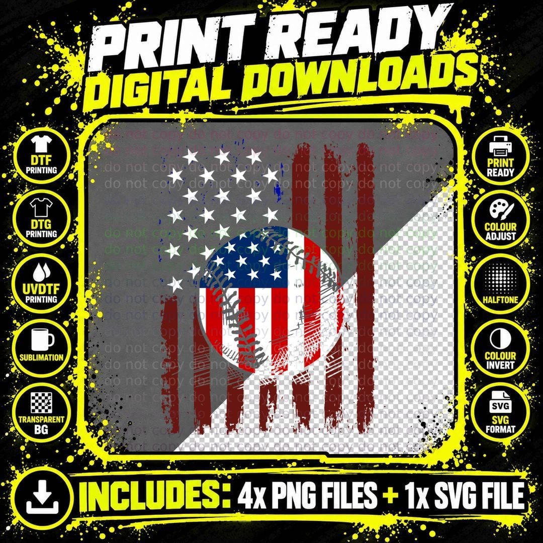 Baseball Flag Shirt, Chalk Line Texture, All Star Vibes Png SVG Digital Bundle