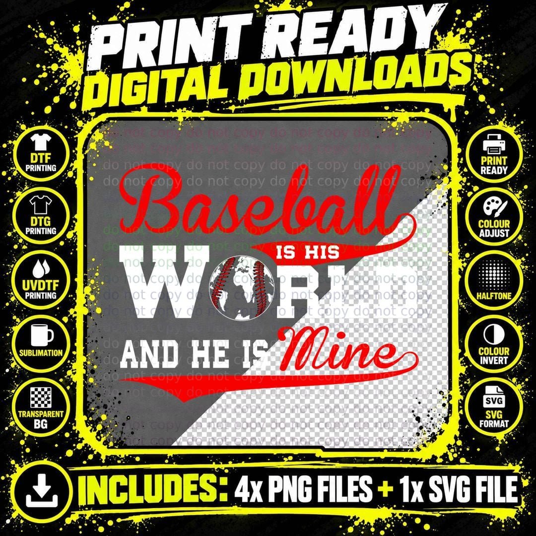 Baseball Is His World Shirt, Classic Sports, Game Day Png SVG Digital Bundle