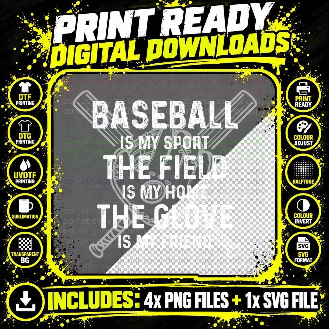 Baseball Is My Sport Shirt, Classic Sports, Bat and Ball Png SVG Digital Bundle