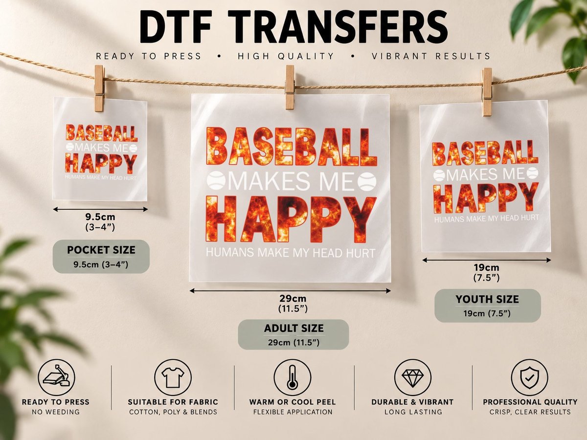 Baseball Makes Me Happy, Diamond Field, Game Day DTF Transfer Iron On