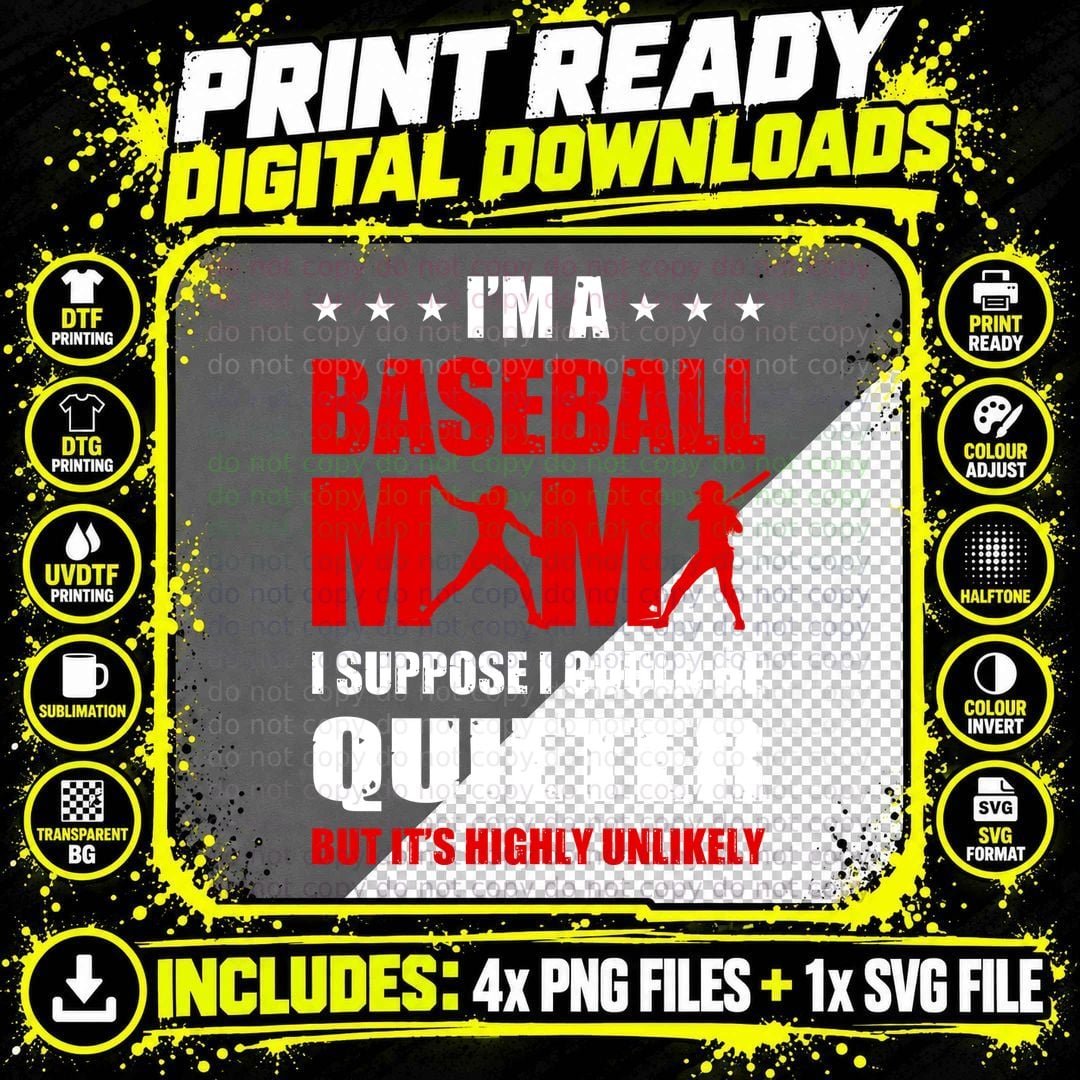 Baseball Mom Quieter but Unlikely Shirt, Outfield Energy Png SVG Digital Bundle