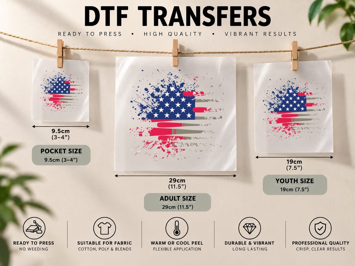 Baseball U.s American Flag DTF Transfer Iron On